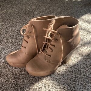 Tan Lace Up Ankle Boots